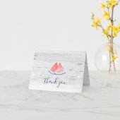 Rustieke Watermeloen Hout Script Wedding Bedankt Kaart (Gele Bloem)