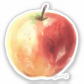 Rustieke Waterverf Apple Custom Cut-Out Sticker (Voorkant)