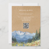 Rustieke Waterverf Berg Bloem QR Code Bruiloft Kaart (Achterkant)