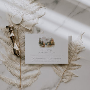 Rustieke Waterverf Berg Bruiloft RSVP Kaart