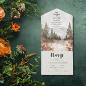 Rustieke Waterverf Bergbos Winter All In One Uitnodiging