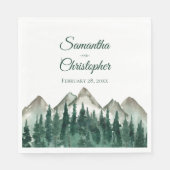 Rustieke Waterverf Bergen en dennenbruiloft Servet (Voorkant)