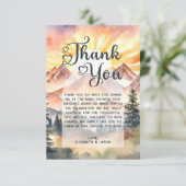 Rustieke Waterverf Bergen Natuur Sunrise Script Bedankkaart (Staand voorkant)