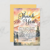 Rustieke Waterverf Bergen Natuur Sunrise Script Bedankkaart (Voorkant / Achterkant)