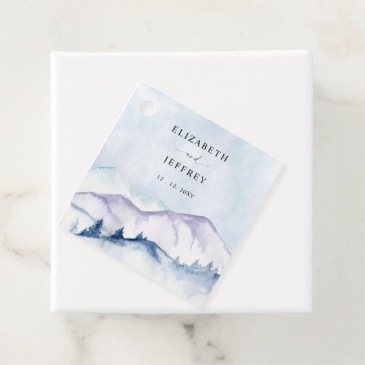 Rustieke Waterverf Bergen Outdoor Pine Bruiloft Bedankjes Labels (In situ)