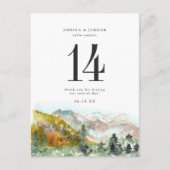 Rustieke Waterverf Bergen Trouwtafel nummer Briefkaart (Voorkant)