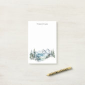 Rustieke waterverf berggewoonte post-it® notes (Op bureau)