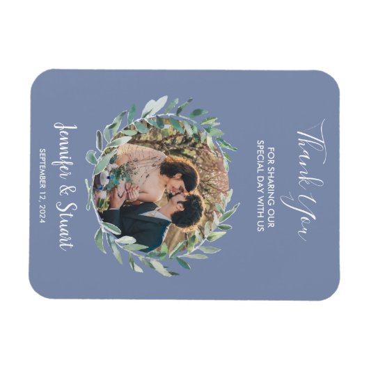 Rustieke waterverf bladeren Dank u foto bruiloft Magneet (Horizontaal)