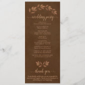 Rustieke Waterverf bladeren kastanje bruin bruilof Programma (Achterkant)