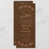 Rustieke Waterverf bladeren kastanje bruin bruilof Programma (Voorkant / Achterkant)