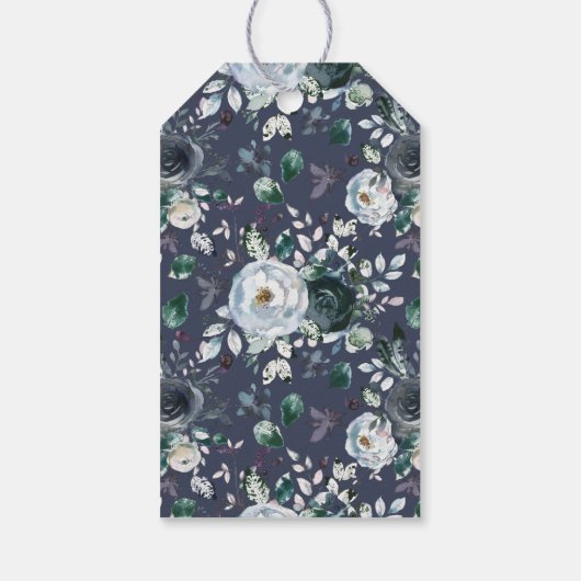 Rustieke Waterverf Blauw Bloemen Bruiloft Favor Cadeaulabel (Achterkant)