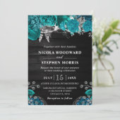 Rustieke Waterverf Blauwgroen en Silver Flowers Br Kaart (Staand voorkant)