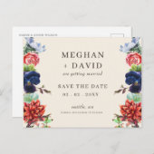 Rustieke Waterverf bloeit bloemenbruiloft Aankondigingskaart (Voorkant / Achterkant)