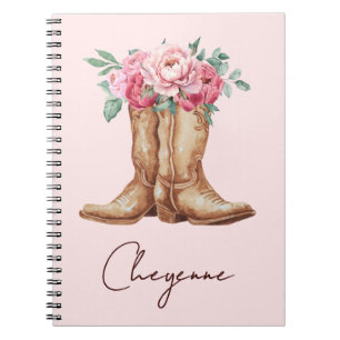 Rustieke Waterverf Bloem Roze Cowgirl Gepersonalis Notitieboek