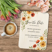 Rustieke Waterverf bloemen bruiloft Save the date Magneet