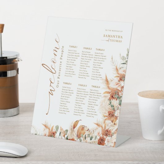 Rustieke Waterverf Bloemen Trouwstoel Grafiek Reclamebord Met Voetstuk (Insitu)