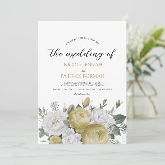 rustieke waterverf bloemenbruiloft uitnodiging (Staand voorkant)