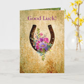 Rustieke waterverf bloemengeluk hoefijzer kaart (Gele Bloem)