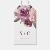 Rustieke waterverf bloemenherfst bruiloft monogram cadeaulabel (Voorkant)