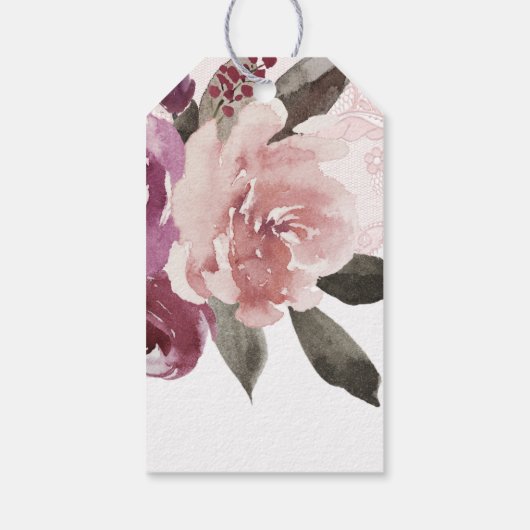 Rustieke waterverf bloemenherfst bruiloft monogram cadeaulabel (Achterkant)