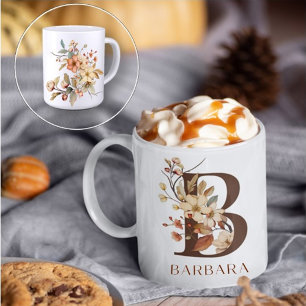 Rustieke Waterverf bloemenletter B Koffiemok