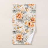 Rustieke Waterverf Bloemenprint Grijs Sinaasappel Bad Handdoek (Handdoek)
