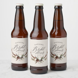 Rustieke waterverf bloemige botanische bruidsdouch bier etiket