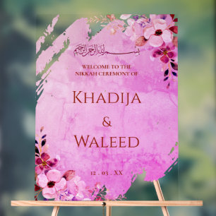 Rustieke Waterverf Bloemrijke Moslim Nikah Welkoms Acryl Bord