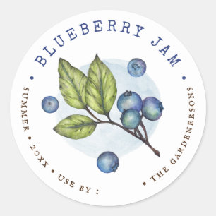 Rustieke Waterverf Blueberry Jam Classic Ronde Ronde Sticker