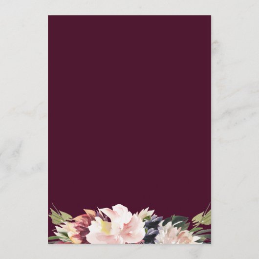 Rustieke Waterverf Blush Plum Bruiloft Tijdlijn Programma (Achterkant)