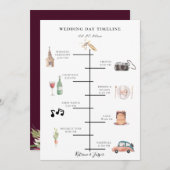 Rustieke Waterverf Blush Plum Bruiloft Tijdlijn Programma (Voorkant / Achterkant)