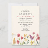 Rustieke Waterverf Boho Wilde Bloemen Afstuderen Kaart (Voorkant)