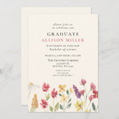 Rustieke Waterverf Boho Wilde Bloemen Afstuderen Kaart (Voorkant / Achterkant)