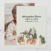 Rustieke Waterverf Bos Geboorteaankondiging Kaart (Voorkant / Achterkant)