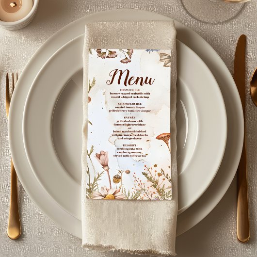 Rustieke Waterverf Bosbruiloft Menu