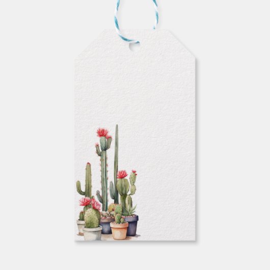 Rustieke Waterverf Cactus Aangepaste Bericht Cadeaulabel (Achterkant)