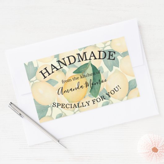 Rustieke Waterverf Citroenen en bladeren HANDGEMAA Rechthoekige Sticker (Envelop)