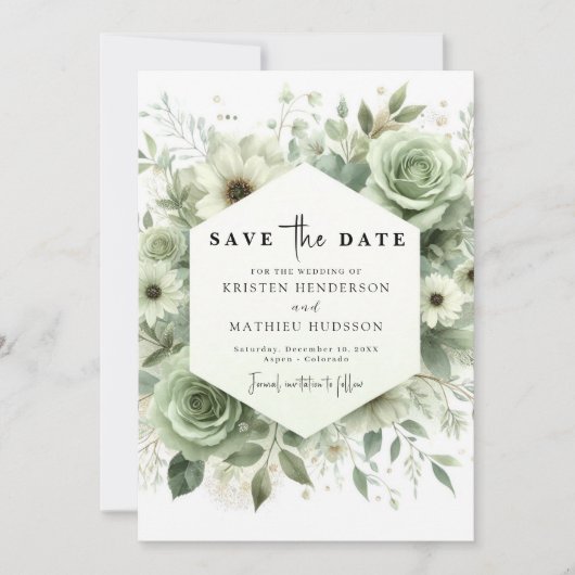 Rustieke Waterverf Classic Sage Green Wedding Save The Date (Voorkant)