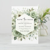 Rustieke Waterverf Classic Sage Green Wedding Save The Date (Staand voorkant)
