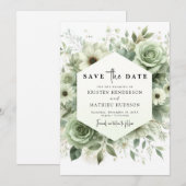 Rustieke Waterverf Classic Sage Green Wedding Save The Date (Voorkant / Achterkant)