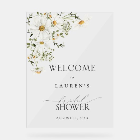 Rustieke Waterverf Daisy Vrijgezellenfeest Welkom Acryl Bord (Voorkant)