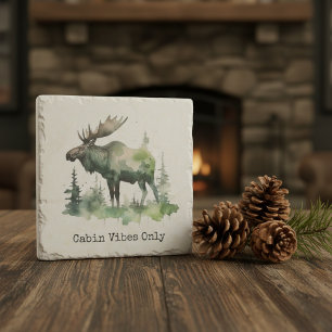 Rustieke waterverf eland kunst bos lodge decoratie stenen onderzetter