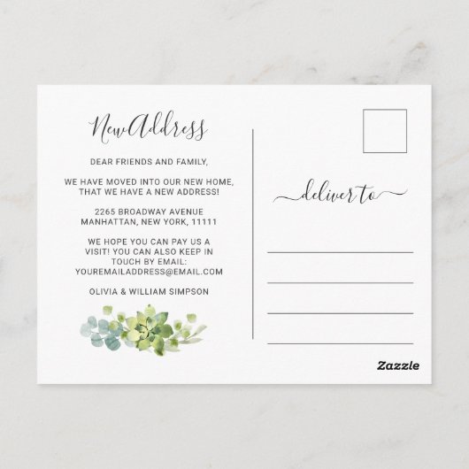 Rustieke Waterverf Eucalyptus Bewegende Aankondigi Briefkaart (Achterkant)