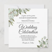 Rustieke Waterverf Eucalyptus Elegant Bruiloft Kaart (Voorkant)