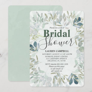 Rustieke Waterverf Eucalyptus Green Invitation Kaart