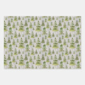 Rustieke Waterverf Evergreen Pine Tree Christmas Inpakpapier Vel (Voorkant 3)
