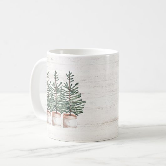 Rustieke Waterverf Evergreen Trees Mok (Voorkant links)