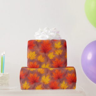 Rustieke Waterverf Fall Leaves - Autumn Foliage Cadeaupapier