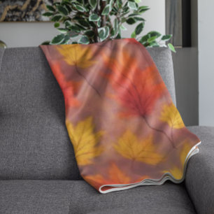 Rustieke Waterverf Fall Leaves - Autumn Foliage Fleece Deken