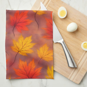 Rustieke Waterverf Fall Leaves - Autumn Foliage Theedoek